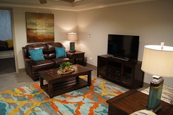 The Ronald McDonald House® at The Children’s Hospital located on the 3rd Floor of Garrison Tower, living room pictured.
