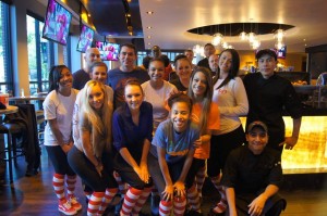 A group of teenagers hosting a Ronald McDonald House Charities of Oklahoma City event at KD restaurant in Bricktown, Oklahoma City.