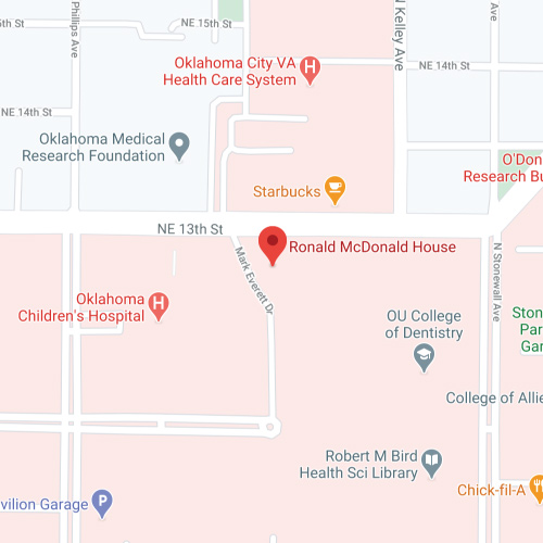 RMHC-OKC screenshot of map to ronald McDonald house at children's hospital