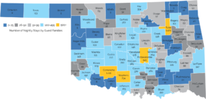 Map of Oklahoma with counties colored in.